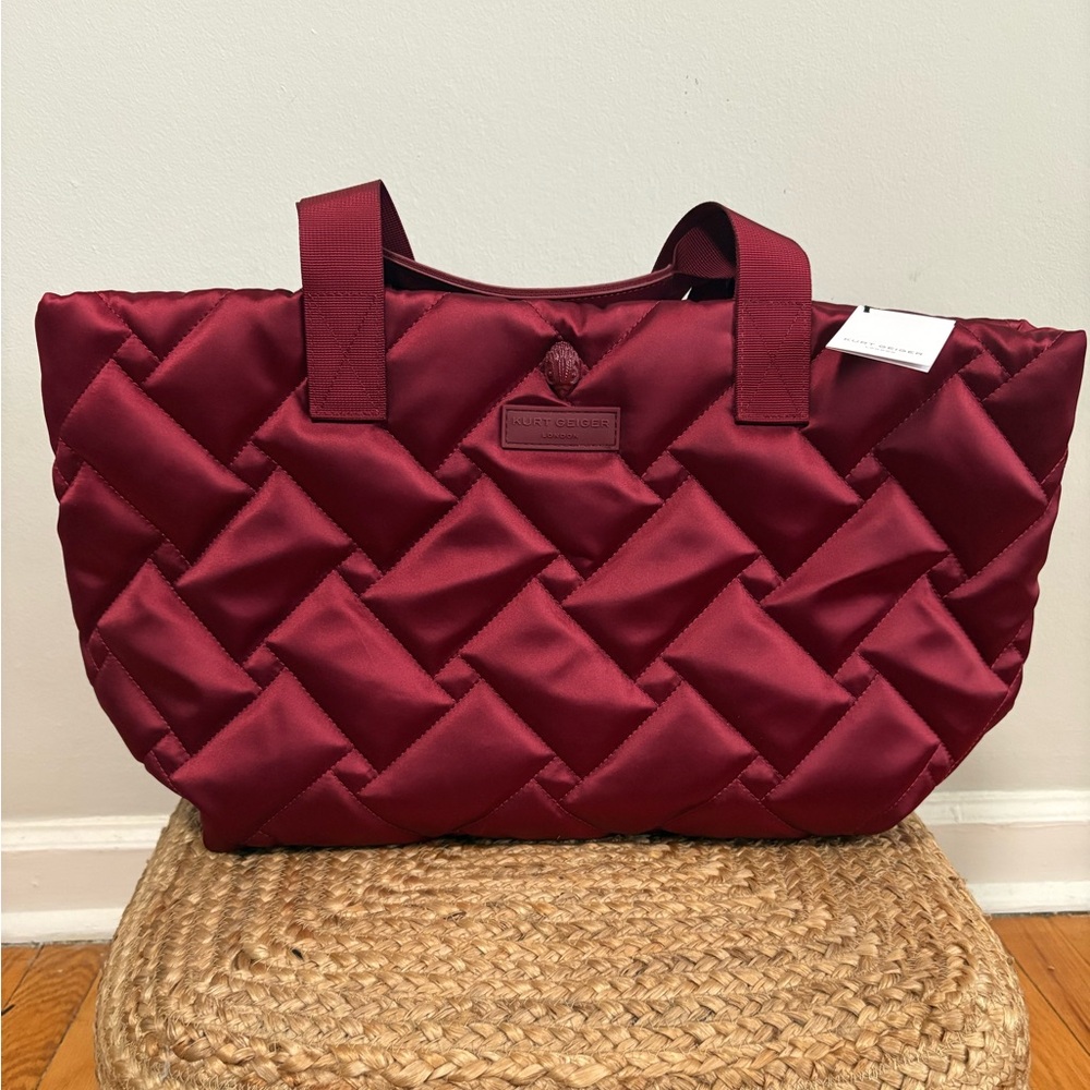 Kurt Geiger Burgundy Quilted Tote Bag
